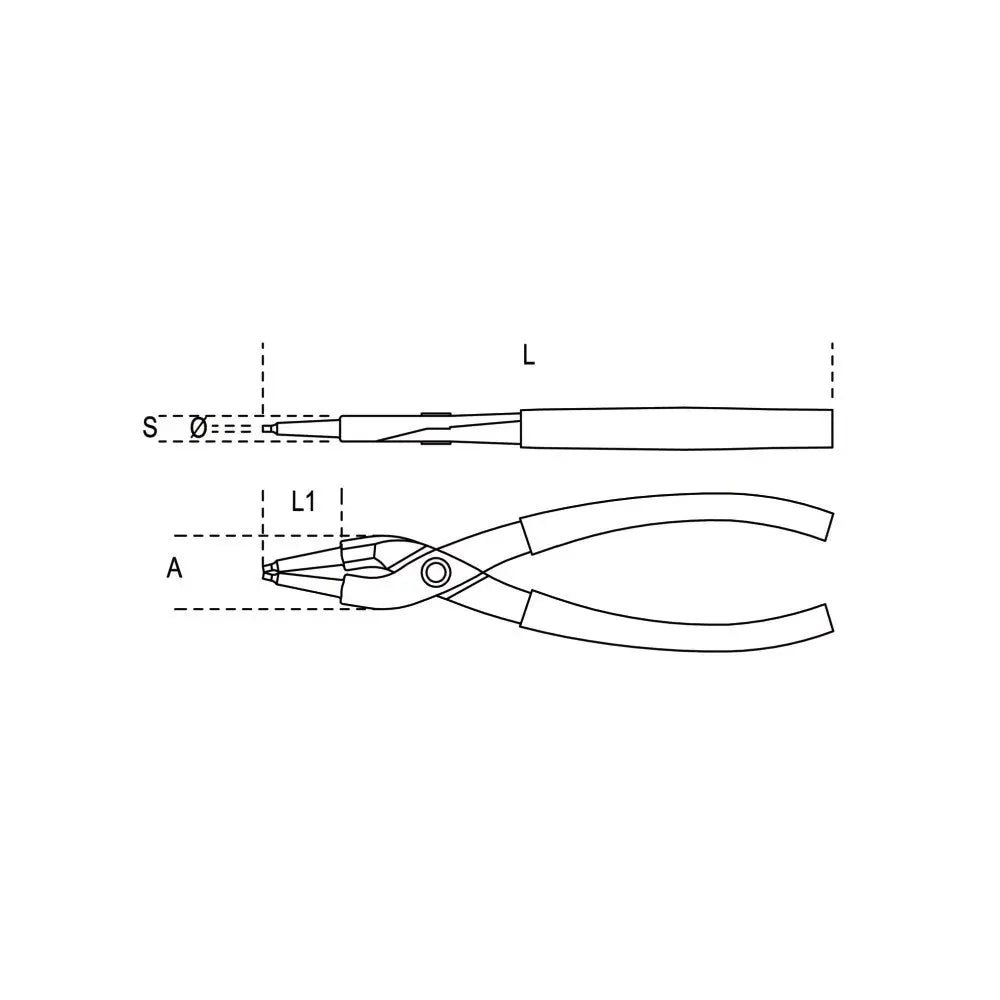 Beta Tools (Article# 1032 225) Straight Internal Circlip Plier, 225mm - BT 10320021 Beta Tools