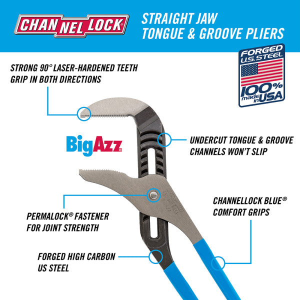 Channellock BigAzz Straight Jaw Tongue and Groove Plier, 20.25 in - CL 480 Pliers