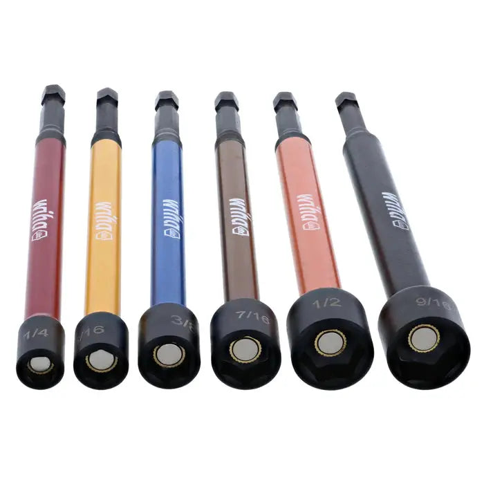 Wiha 70486, Color Coded Magnetic SAE Nut Setters 6 Pc. Wiha