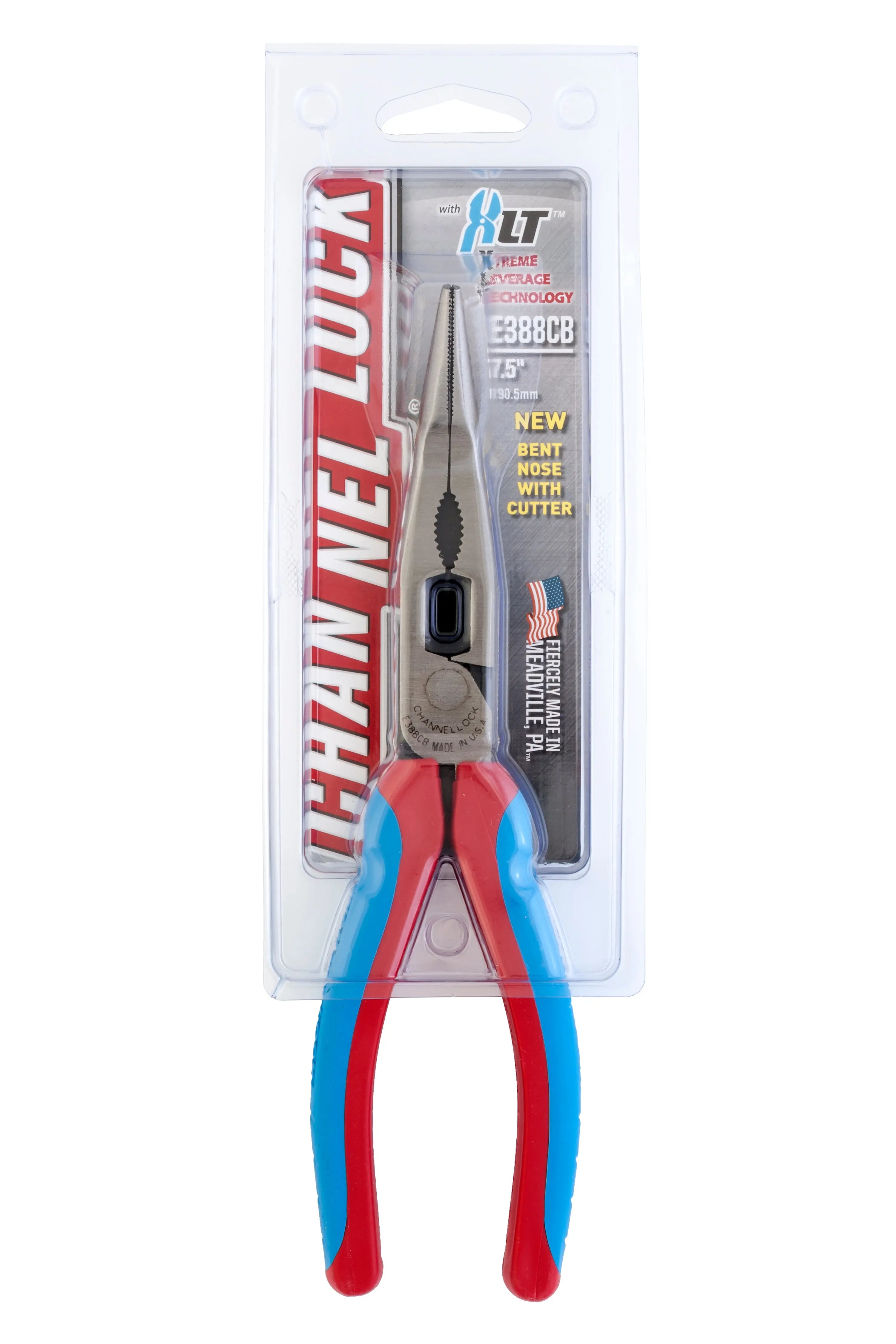 Channellock CODE BLUE XLT Combination Bent Long Nose Plier with Cutter, 8 in - CL 388CB Channellock