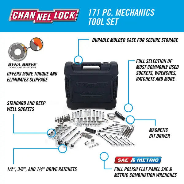 Channellock Set of 171 Mechanic's Tool - CL 39053 Channellock