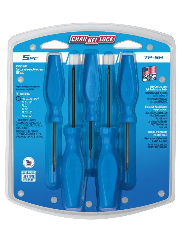 Channellock Set of 5 Tri-lobe Grip Black Nitride Precision Torx Screwdrivers - CL TP-5H Channellock