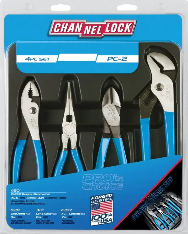 Channellock Set of 4 Pro's Choice Long Nose Pliers with Side Cutter - CL PC-2 Channellock