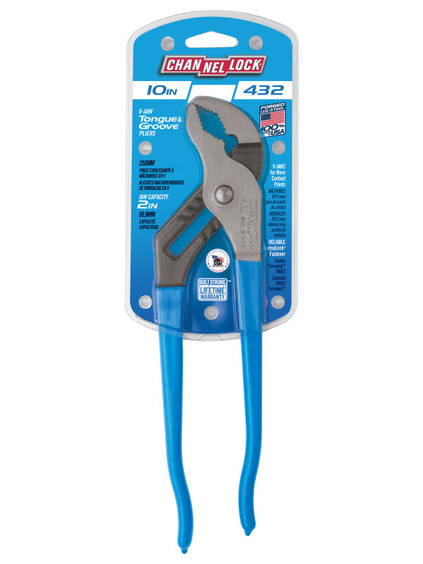 Channellock V-Jaw Tongue and Groove Plier, 10 in - CL 432