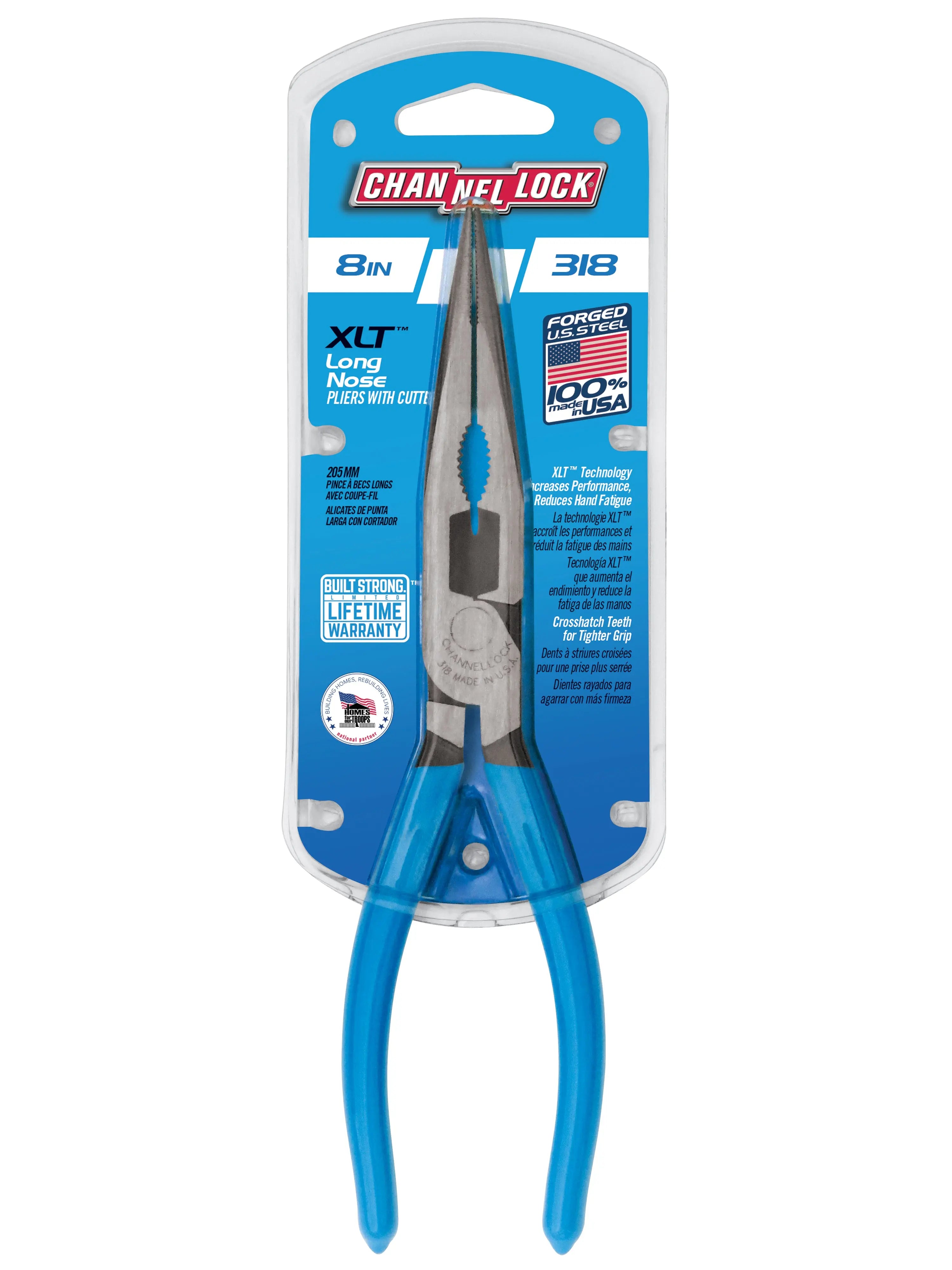 Channellock XLT Combination Long Nose Plier with Cutter, 8 in - CL 318 Channellock