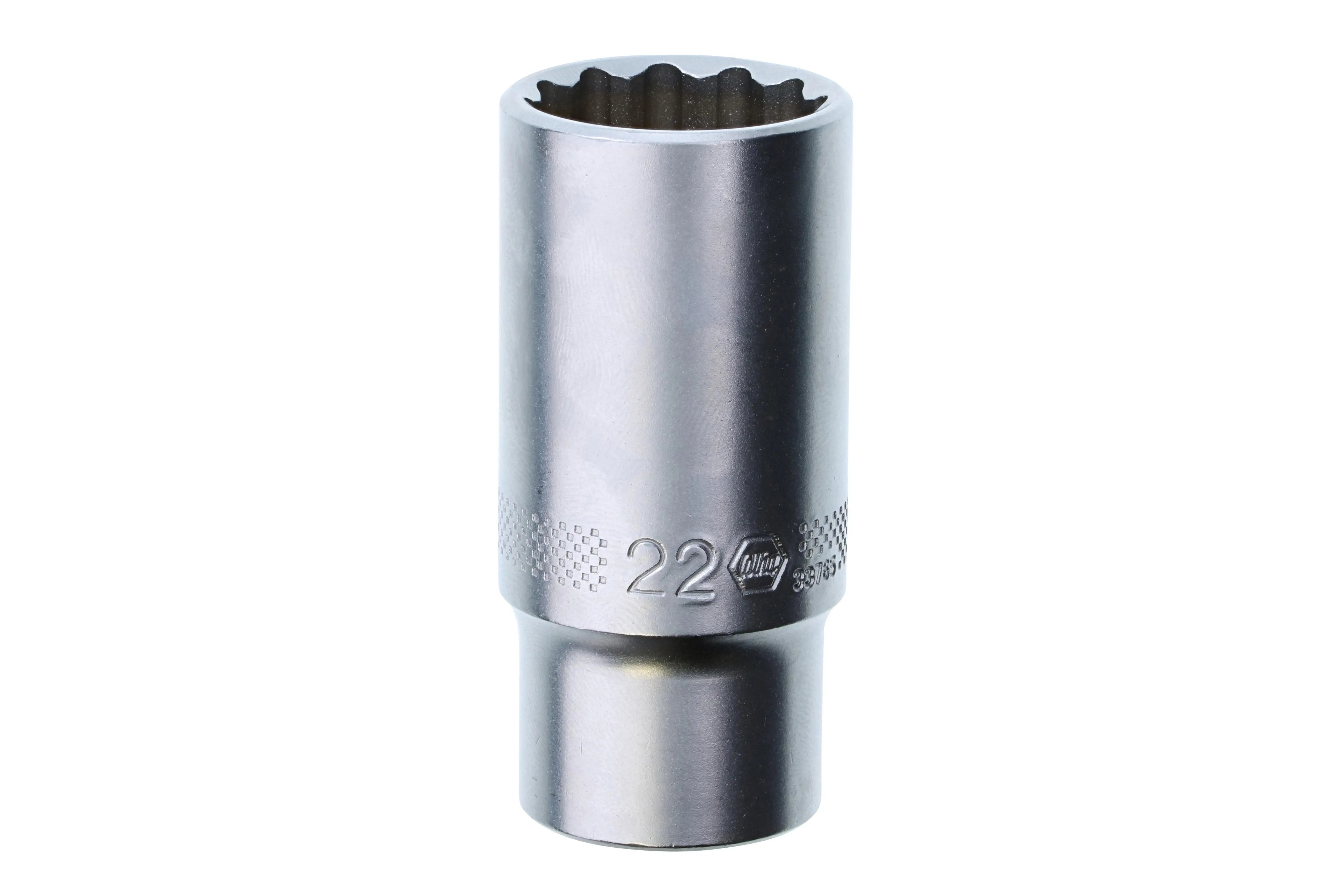 Wiha 33765, 3/8" Drive Deep Socket, 12 Point, 22.0mm Wiha
