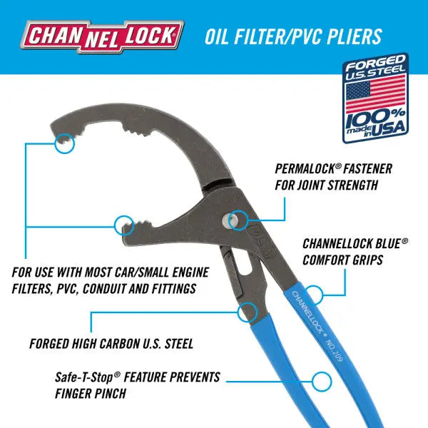 Channellock Oil Filter/PVC Plier, 9 in - CL 209 Channellock
