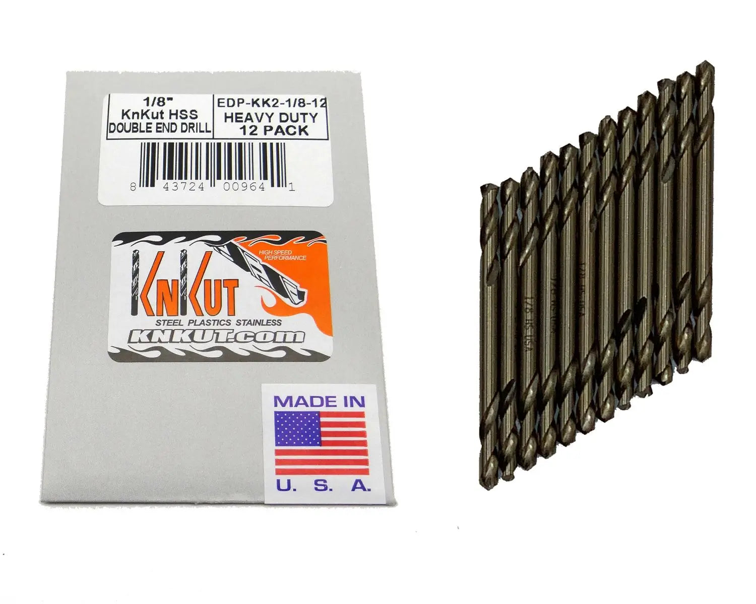 KnKut Set of 12 Double End Drill Bits, 1/8 in - KK2-1/8-12PK KnKut