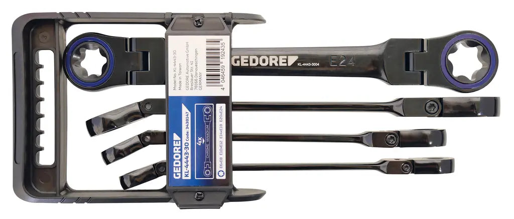 Gedore Automotive Set of 4 Double Ended Articulated Ratchet Ring Wrench - GD KL-4443-30 Gedore Automotive