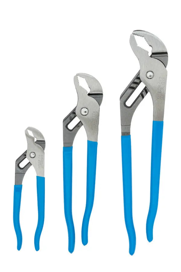 Channellock Set of 3 V-Jaw Tongue and Groove Pliers, 6.5, 9.5, 12 in - CL VJ-3 Plier Set Channellock