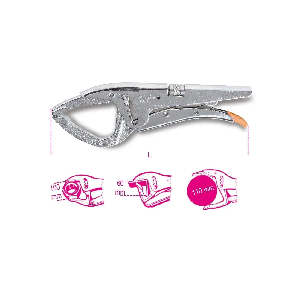 Beta Tools (Article# 1051L) Double Adjustable Self-Locking Plier, Large Capacity, Chrome-Plated - BT 10510100 Beta Tools