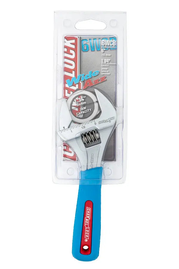 Channellock Code Blue WideAzz Chrome Adjustable Wrench, 6 in - CL 6WCB Adjustable Wrench Channellock