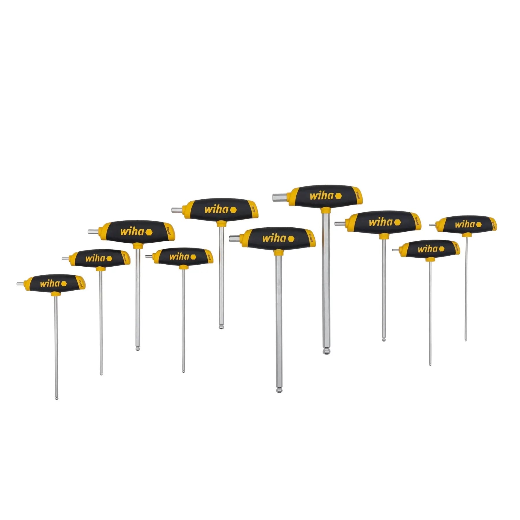 Wiha Set of 10 SoftGrip SAE Dual Hexagon Drive T-Handles with Tray - WI 54081 Wiha