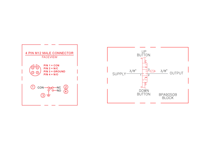 Knight Global Pneumatic-Electric Control Handle with Pneumatic Trigger, (1) 4-Pin Micro Limit Switch - KG EPPTA9530 Knight Global