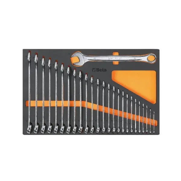Beta Tools (Article# M02) Set of 26 Combination Wrenches with Foam Tray, 6mm-32mm - BT 24500002 Beta Tools