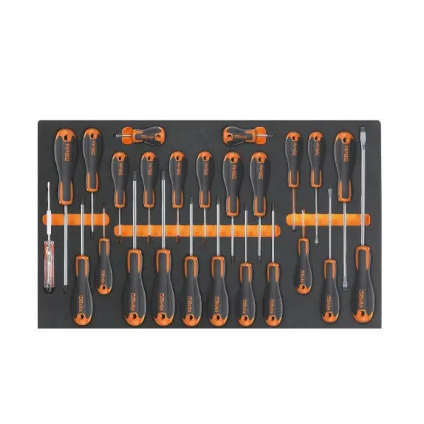 Beta Tools (Article# M213) Set of 25 Easy Screwdriver with Foam Tray - Slotted, Phillips and Torx - BT 24500213 Beta Tools