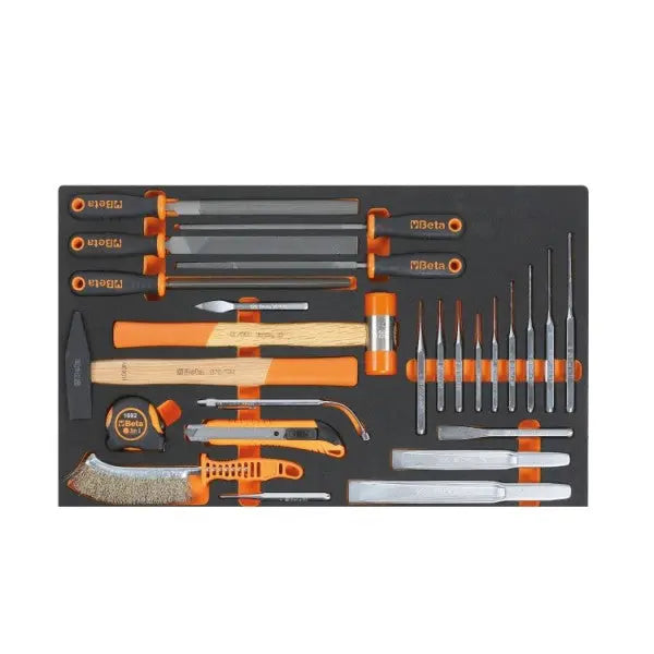 Beta Tools (Article# M230) Set of 25 Punches, Chisels and Accessories with Soft Thermoformed Tray for Tool Cabinet Drawer - BT 24500230 Beta Tools