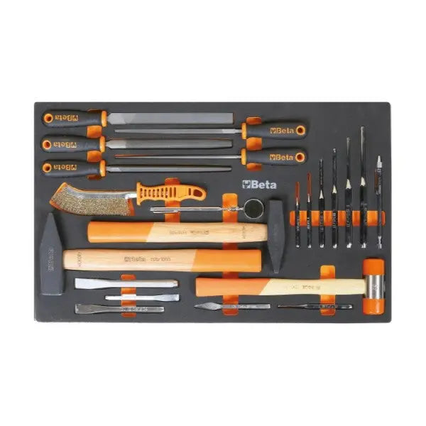 Beta Tools (Article# M231) Set of 22 Punches, Chisels and Accessories with Soft Thermoformed Tray for Tool Cabinet Drawer - BT 24500877 Beta Tools