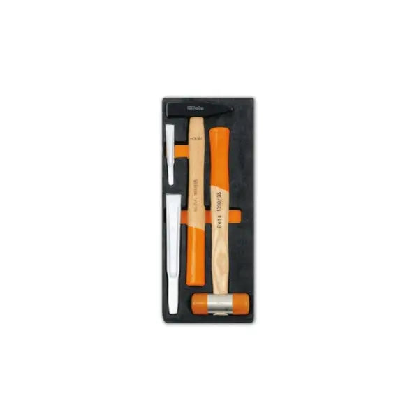 Beta Tools (Article# M234) Set of 4 Engineer's Hammer and Chisel with Soft Thermoformed Tray for Tool Cabinet Drawer - BT 24500234 Beta Tools
