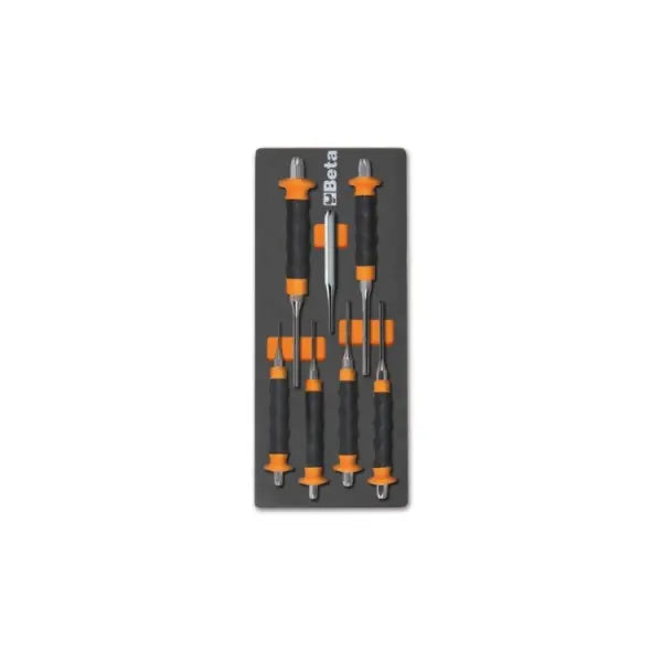 Beta Tools (Article# M240) Set of 7 Punch and Chisel with Soft Thermoformed Tray for Tool Cabinet Drawer - BT 24500240 Beta Tools
