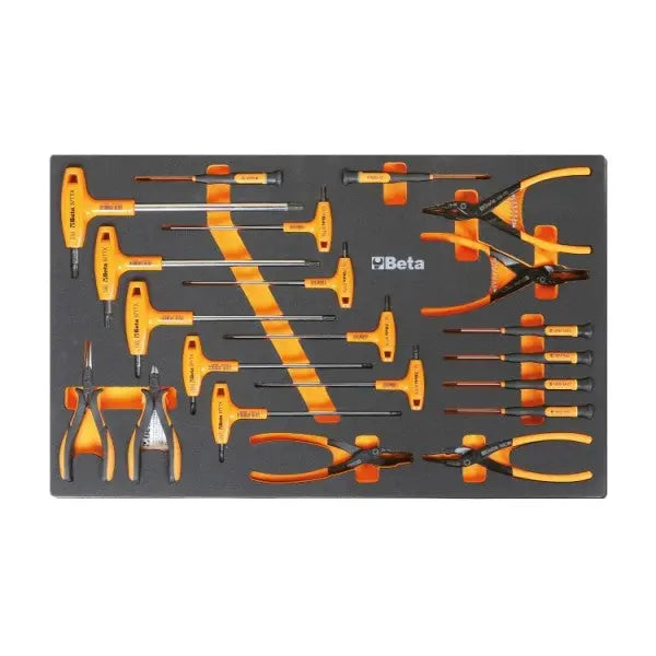 Beta Tools (Article# M62) Set of 21 Pliers and Torx Driver with Soft Thermoformed Tray for Tool Cabinet Drawer - BT 24500875 Beta Tools