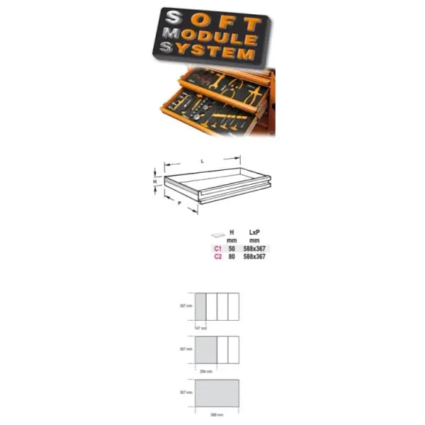 Beta Tools (Article# M63) Set of 8 Assortment Tools with Soft Thermoformed Tray - BT 024500063 
