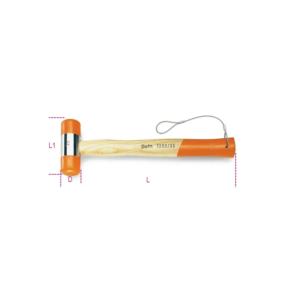 Beta Tools (Article# 1390HS 45) 13 oz Soft Face Hammer with Wooden Handle - BT 13904045 Beta Tools