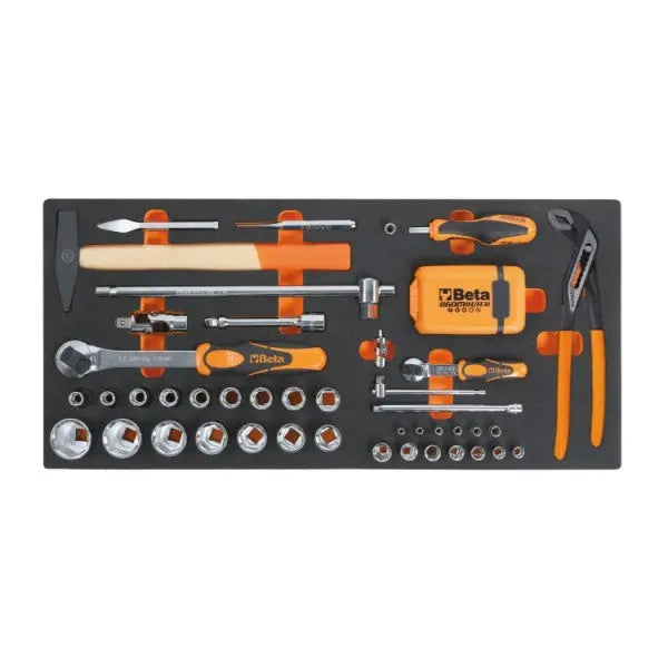 Beta Tools (Article# MC20) Set of 74 1/2 in Drive Socket and Accessories with Soft Thermoformed Tray for Tool Cabinet Drawer - BT 27500020 Beta Tools