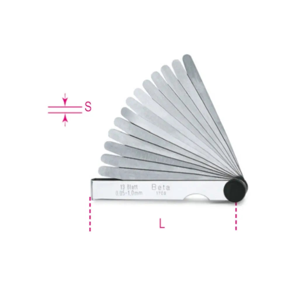 Beta Tools (Article# 1708/13) Metric Feeler Gauges, 0.05 - 1mm - BT 17080013 Beta Tools