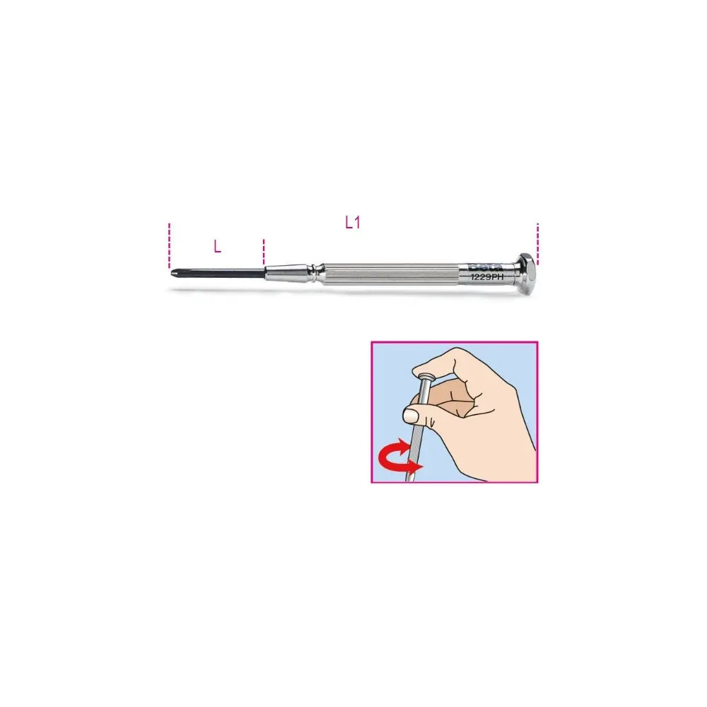 Beta Tools Micro-Screwdriver for Cross Head Phillips Screws, Size No. 0 - BT 12290250 Beta Tools