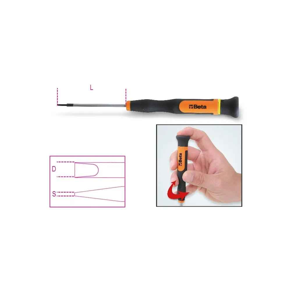 Beta Tools (Article# 1257LP 3.0) 3.0 Micro-Screwdriver for Slotted Head Screws - BT 12570030 Beta Tools