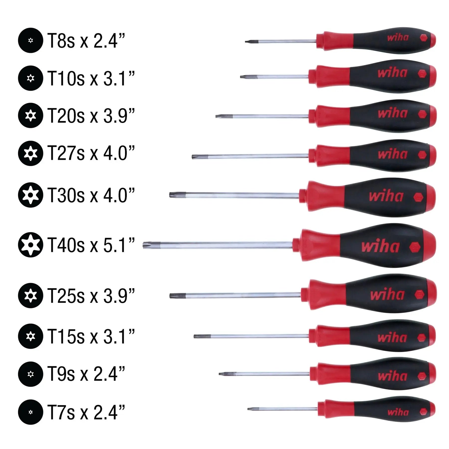 Wiha Set of 10 SoftFinish Security Torx Driver Handles - WI 36259 Wiha