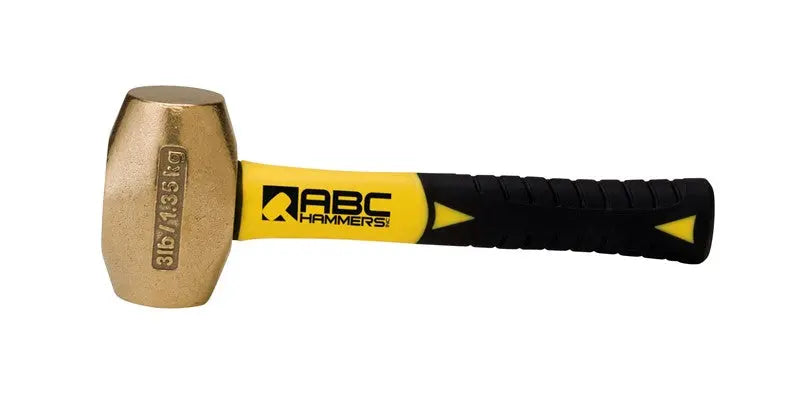 ABC Hammers 3 lbs Brass Hammer with 8 in Fiberglass Handle - ABC ABC3BFS ABC Hammers