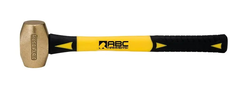 ABC Hammers 3 lbs Brass Hammer with 14 in Fiberglass Handle - ABC ABC3BF ABC Hammers