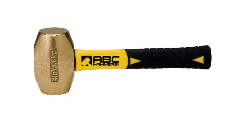 ABC Hammers 4 lbs Brass Hammer with 8 in Fiberglass Handle - ABC ABC4BFS ABC Hammers