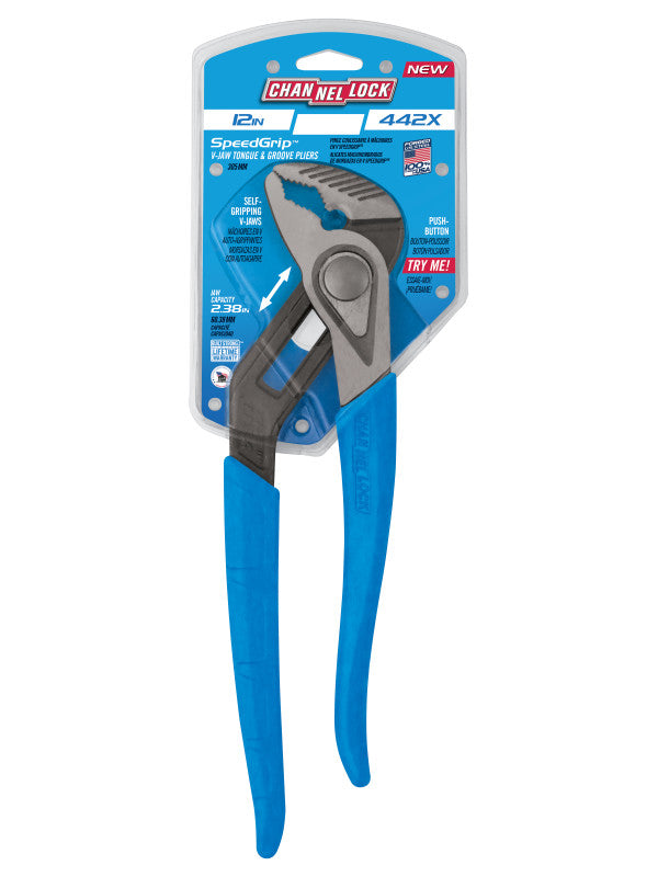 Channellock Speedgrip V-Jaw Tongue and Groove Plier, 12.05 in - CL 442X