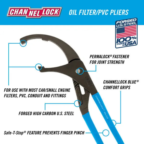 Channellock Oil Filter/PVC Plier, 15.5 in - CL 215 Channellock