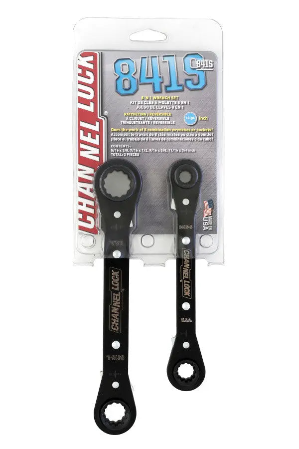 Channellock Set of 2 SAE Ratcheting Combination Wrenches - CL 841S Combination Wrench Set Channellock