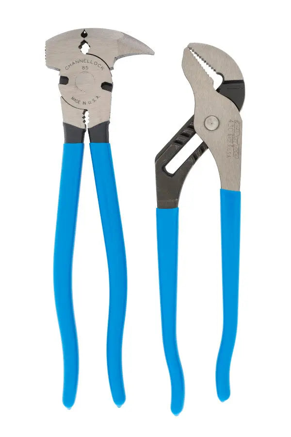 Channellock Set of 2 Pliers, 10 in Tongue and Groove, 10.5 in Fence Tool - CL GS-21 Plier Set Channellock