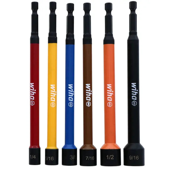 Wiha 70486, Color Coded Magnetic SAE Nut Setters 6 Pc. Wiha