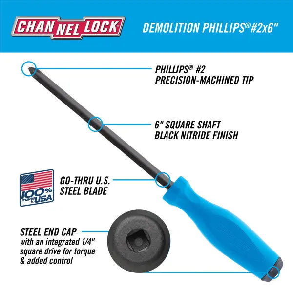 Channellock Set of 2 Black Oxide S and P Demolition Drivers - CL DS-2H Channellock