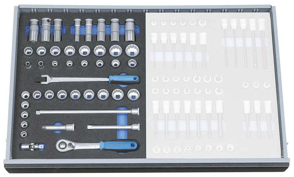 Gedore Set of 43 3/8 in Socket Wrench Assortment with Check Tool Module - GD 2016486 Gedore