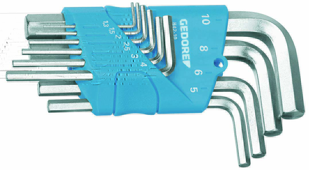 Gedore H 42-10 Hexagon Allen key set in holder 10 pcs 1.3-10 mm 1505408
