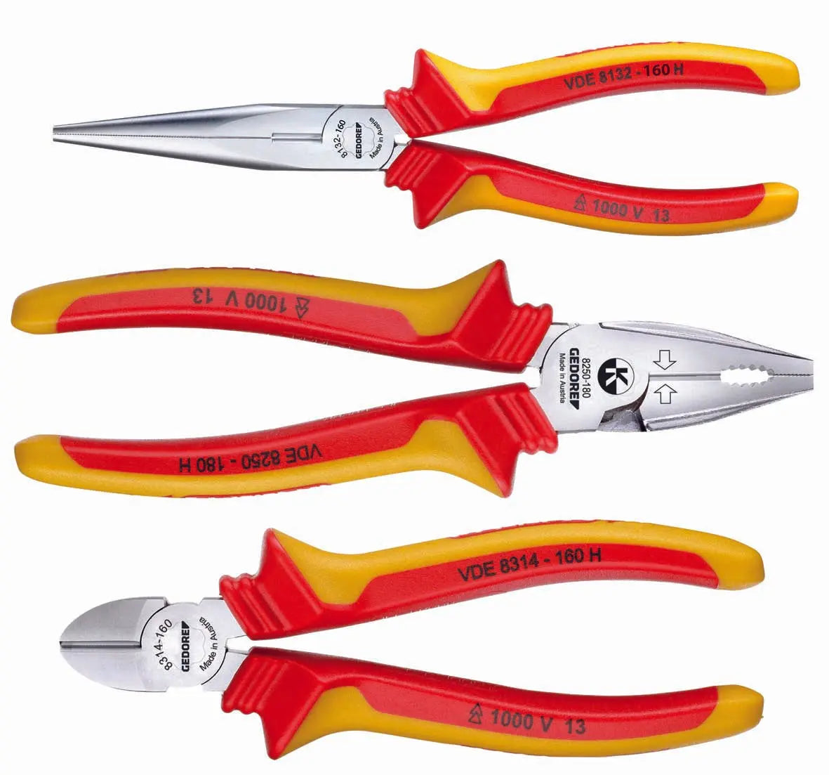 Gedore VDE S 8003 H VDE Pliers set with VDE insulating sleeves 3 pcs 1550594 Gedore