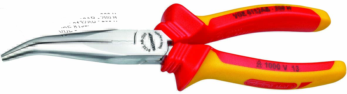 Gedore VDE 8132 AB-160 H VDE Bent nose telephone pliers with VDE insulating sleeves 160 mm 1552139 Gedore