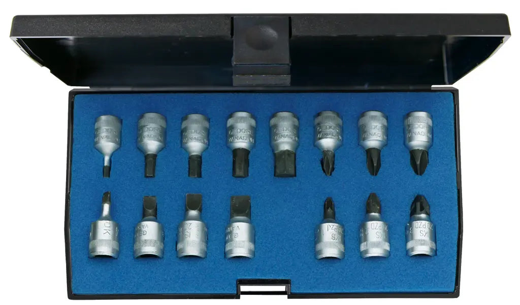 Gedore Set of 15 1/4 in Screwdriver, IN, IS, PH, PZ - GD 1815601 Gedore
