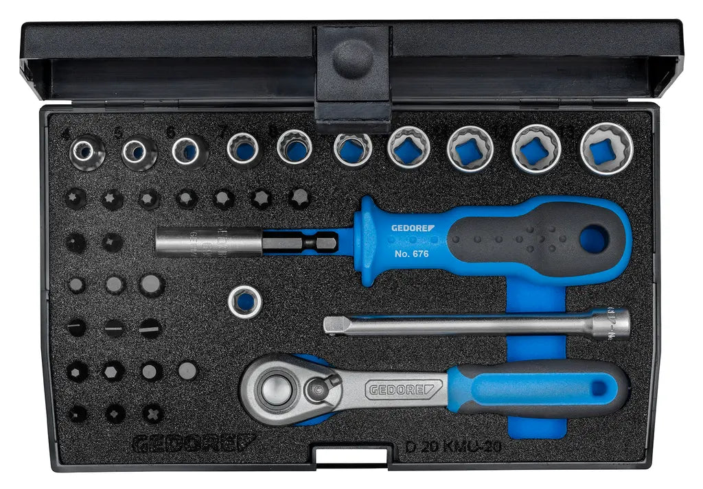 Gedore D 20 KMU-20 Set of 37 1/4 in Socket Wrench, UD-IN-IS-PH-PZ-TX, 4 - 13mm - GD 1822373 Gedore