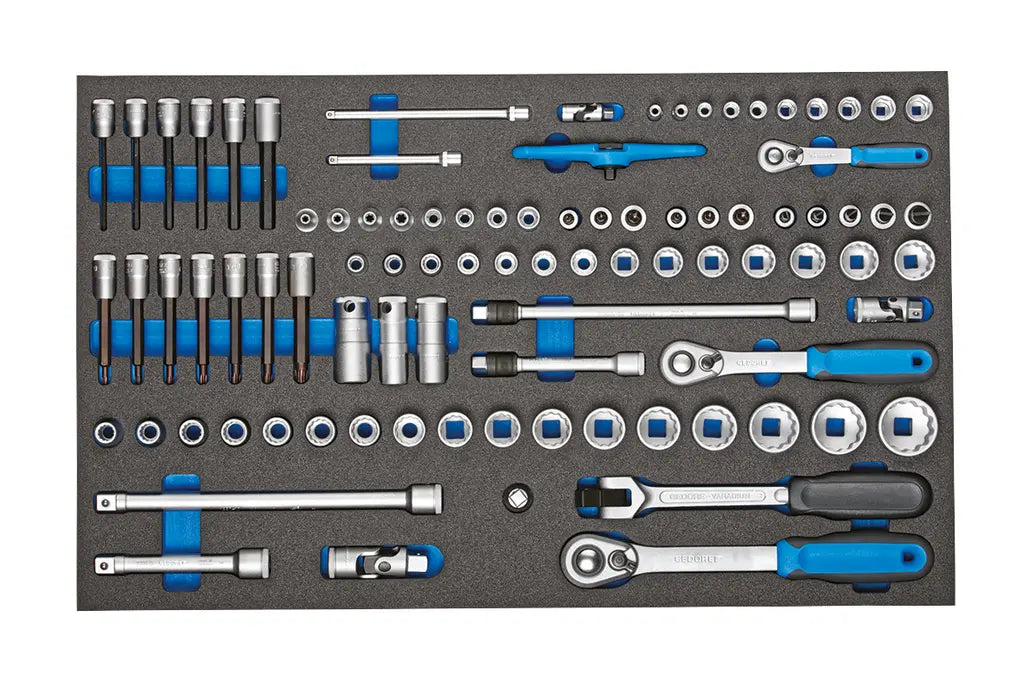 Gedore Set of 91 1/4, 3/8 and 1/2 in Socket Wrench with Check Tool Module - GD 2016257 Gedore