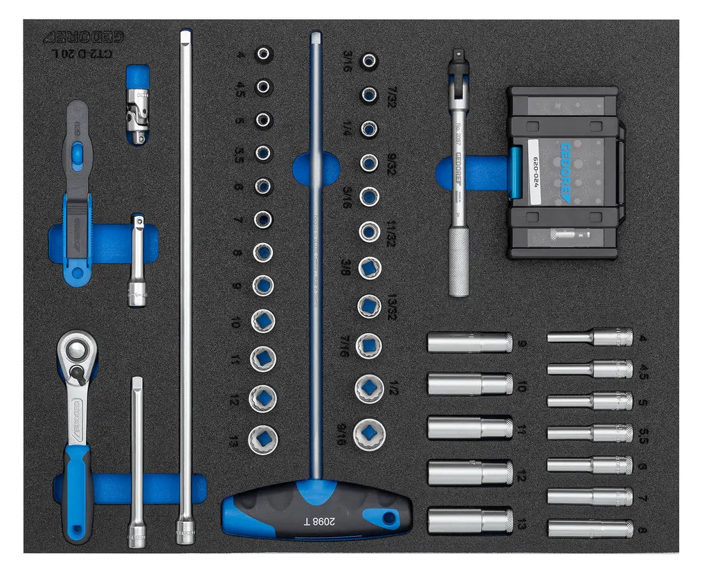 Gedore Set of 67 1/4 in Socket Wrench Assortment with Check Tool Module - GD 2016478 Gedore