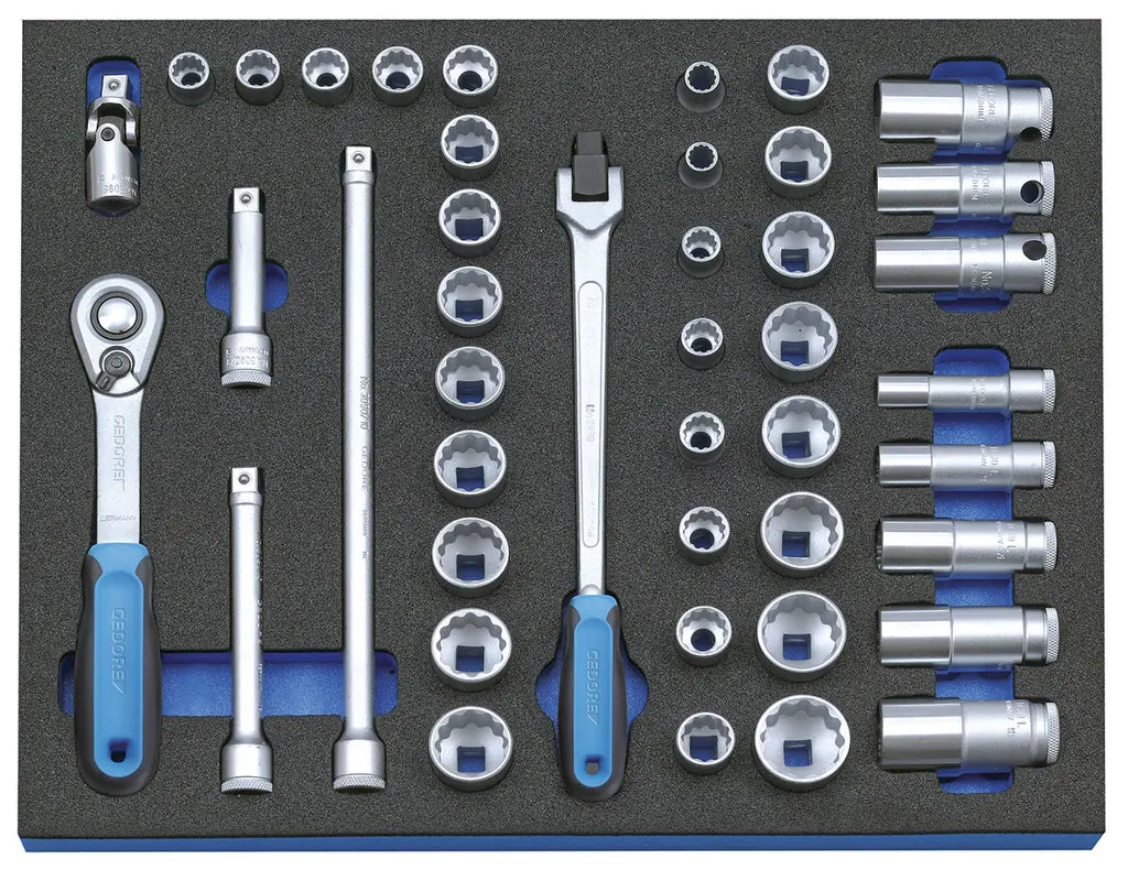 Gedore Set of 43 3/8 in Socket Wrench Assortment with Check Tool Module - GD 2016486 Gedore